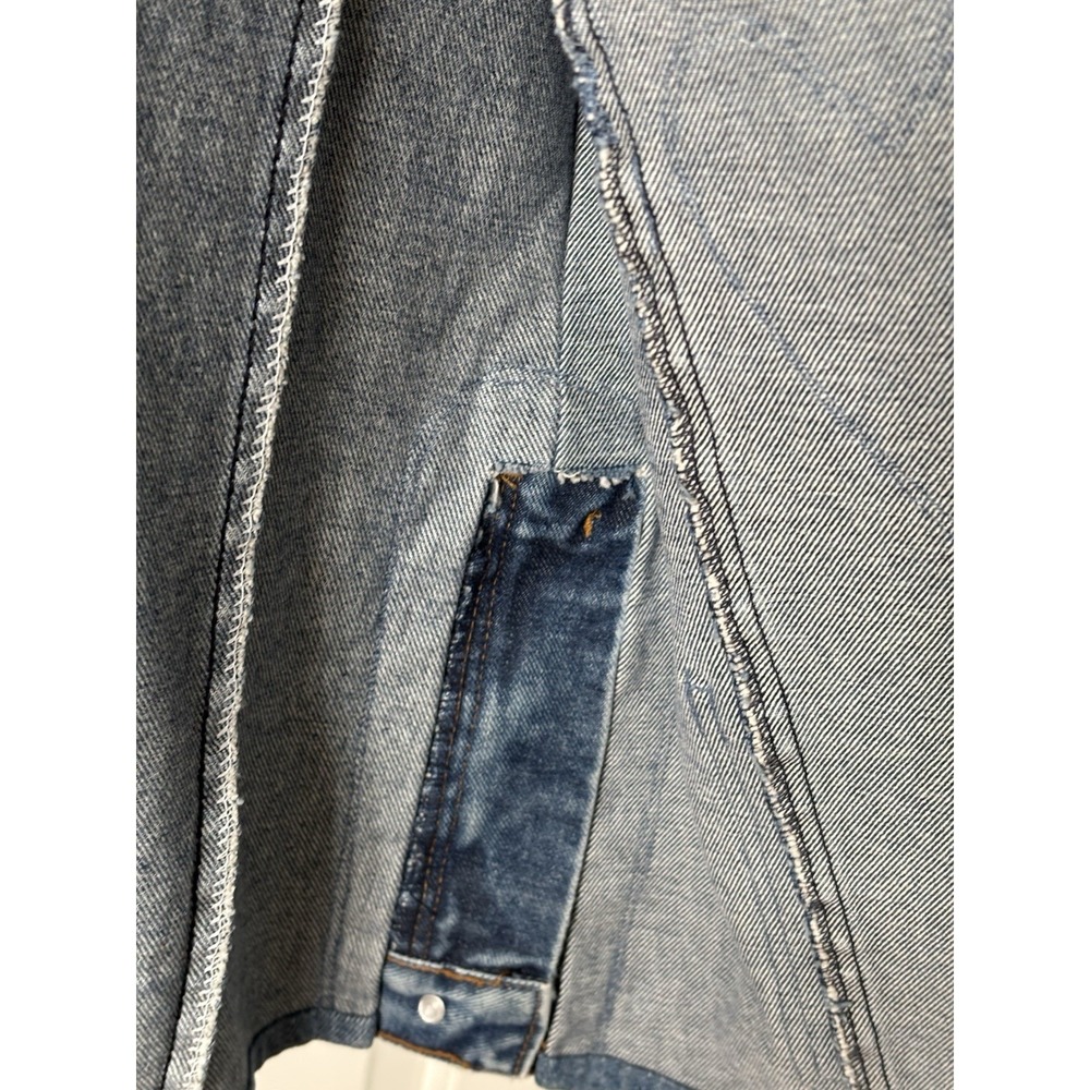 Vintage Boho Rag Denim Jean Jacket Frayed Fringe Heart Pockets Handmade Funky L - Picture 8 of 10